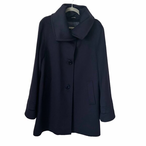 Cinzia Rocca Navy Wool/Angora Blend Coat - Picture 1 of 7